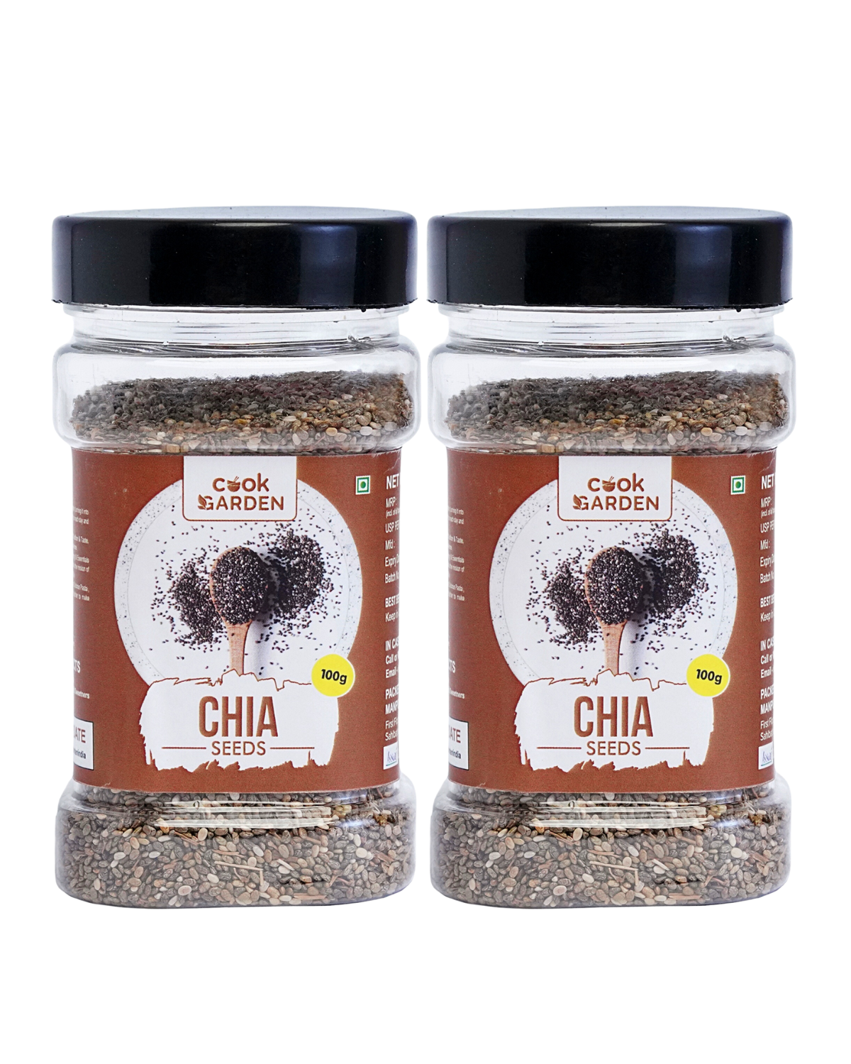 Cook Garden Chia Seeds 200 gm - Premium Raw Chia Seeds, Weight Loss, High Protein Seeds Chia Seeds  (2pack of 100gm))