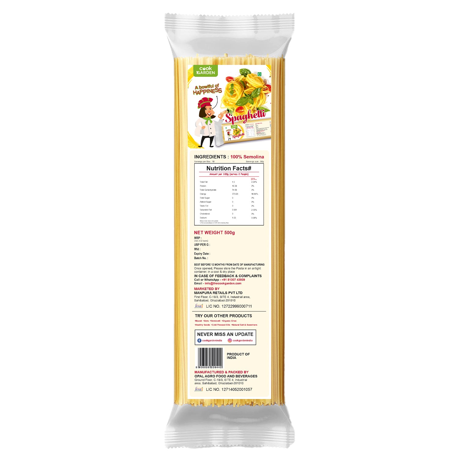 100% Semolina Spaghetti and Fusilli Pasta |High Protein Healthy Diet|Maida & Cholesterol Free, (Pack of 2)