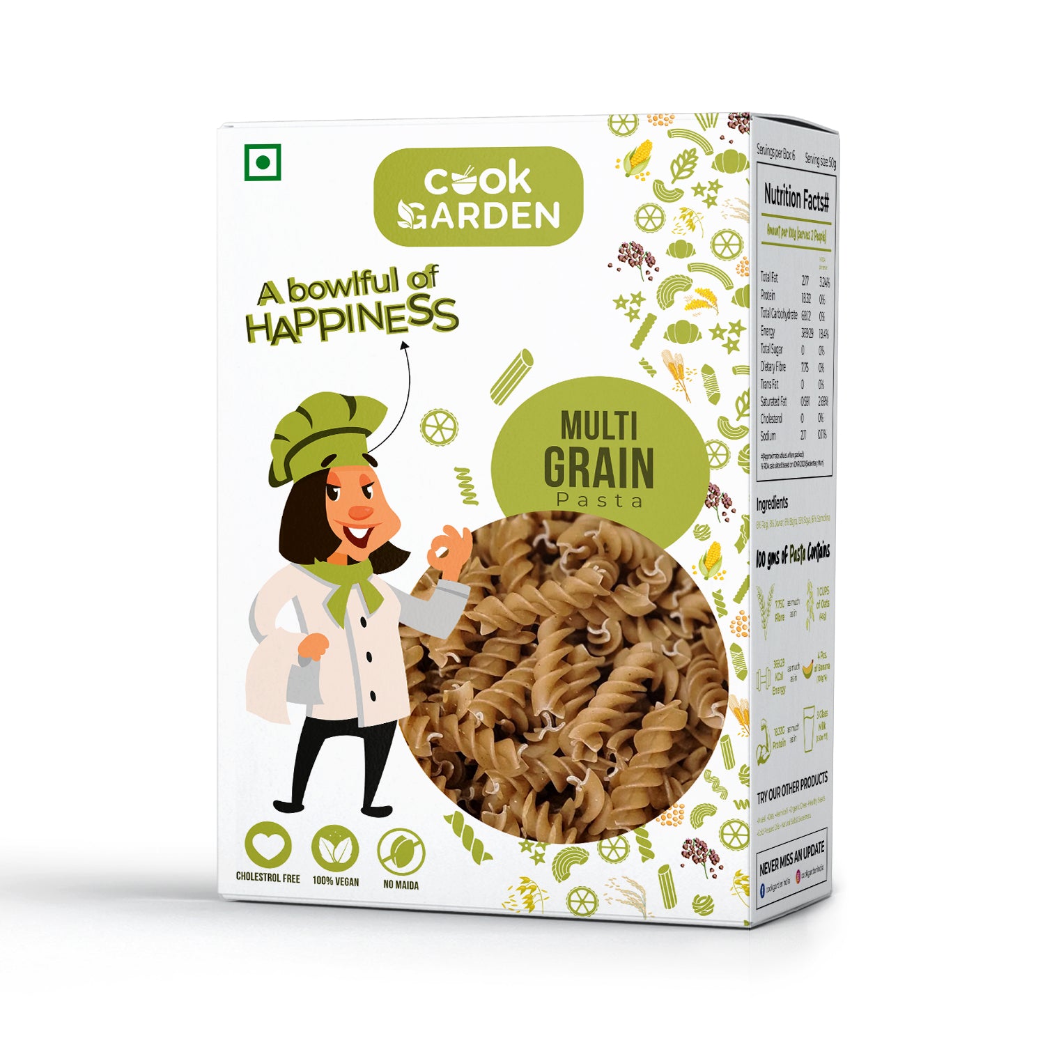 Multigrain Fusilli Pasta | High Fiber | High Energy & Cholesterol Free (300g)