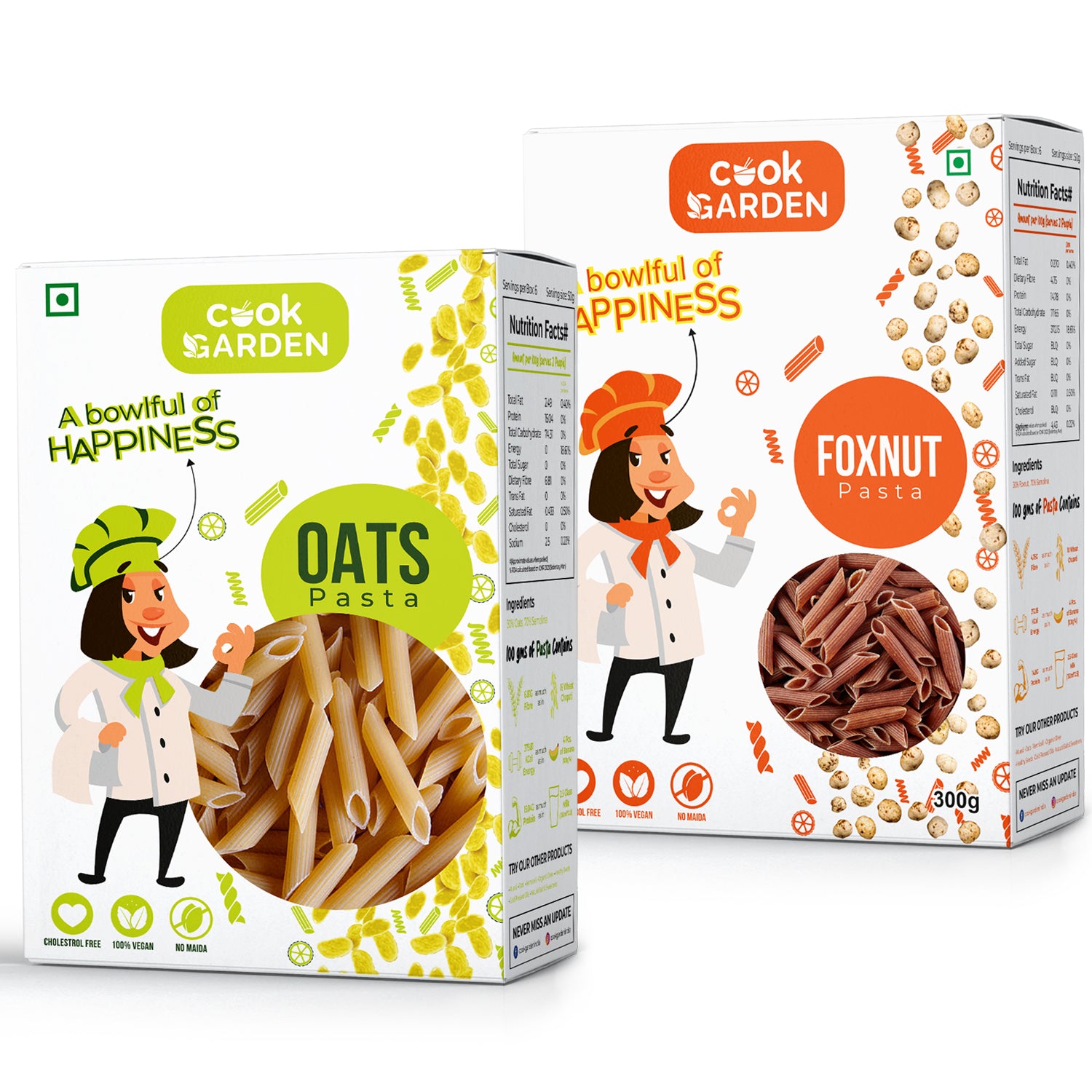 CookGarden Oats & Foxnut Pasta 300g | Vegan | High Protein | Pack of 2