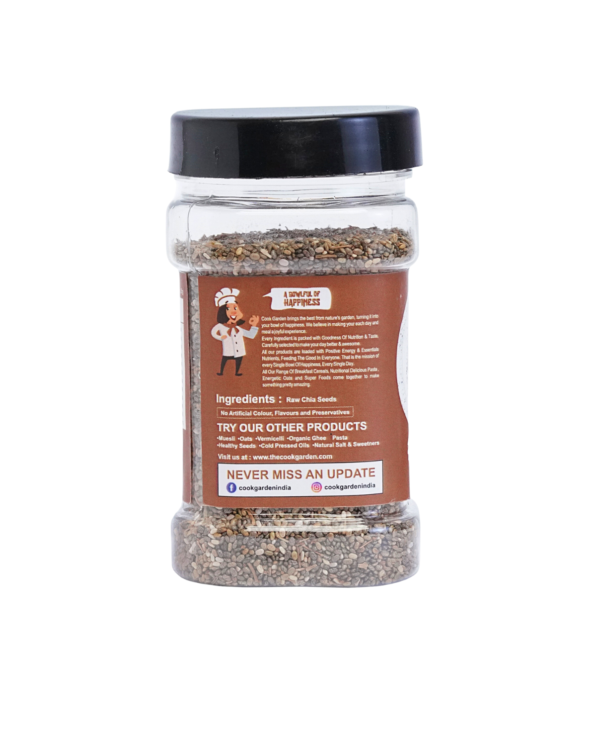Cook Garden Chia Seeds 200 gm - Premium Raw Chia Seeds, Weight Loss, High Protein Seeds Chia Seeds  (2pack of 100gm))