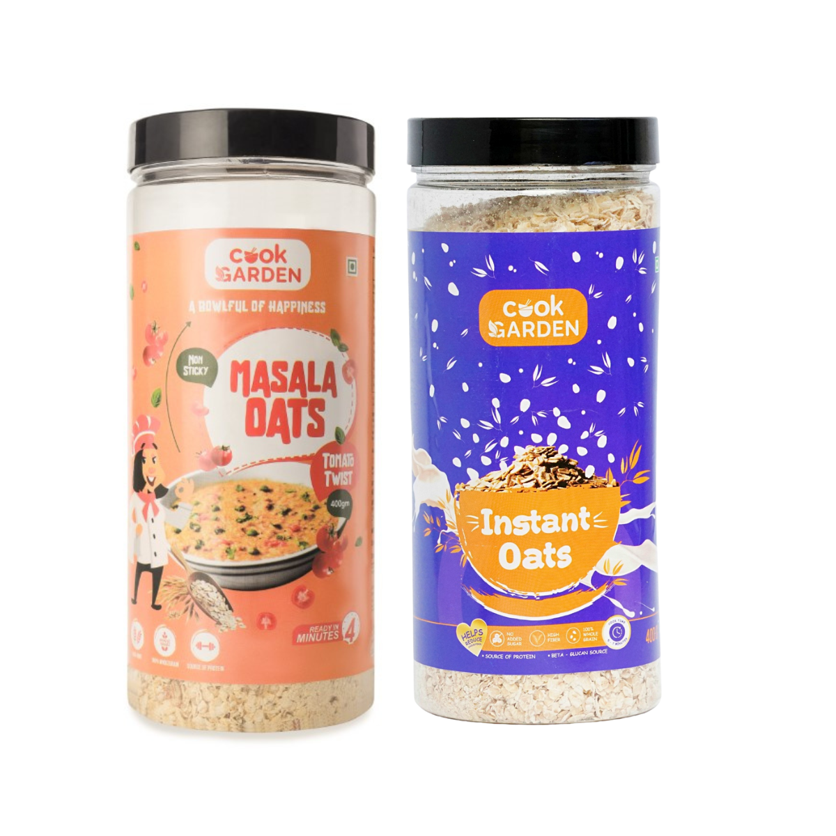 Copy of CookGarden Tomato Twist Masala Oats & Instant Oats Pack of 2 (400g each)