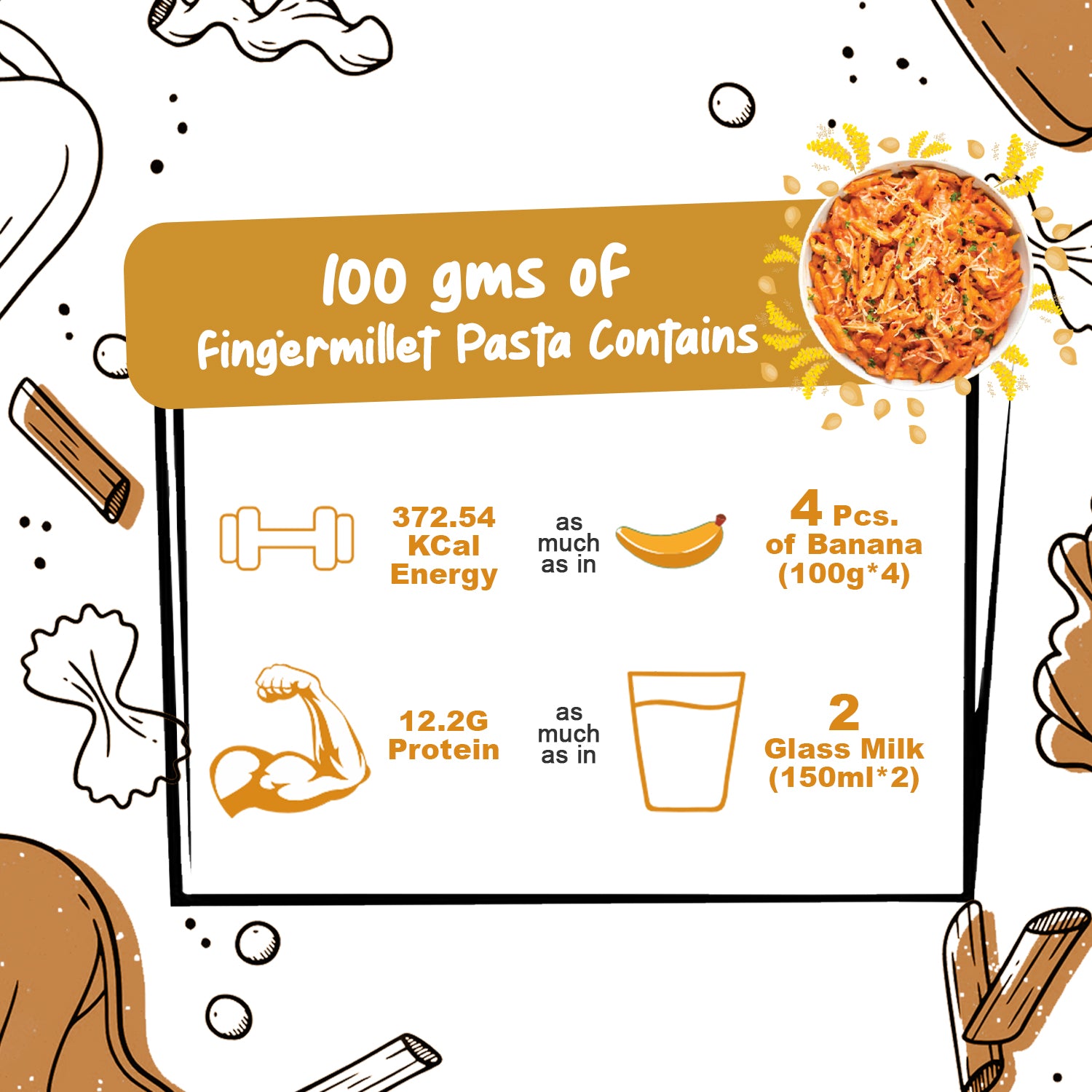 Instant Oats & Finger Millet Pasta Combo, Wholegrain Breakfast, High Protein and Fibre Jar, (500g+300g)