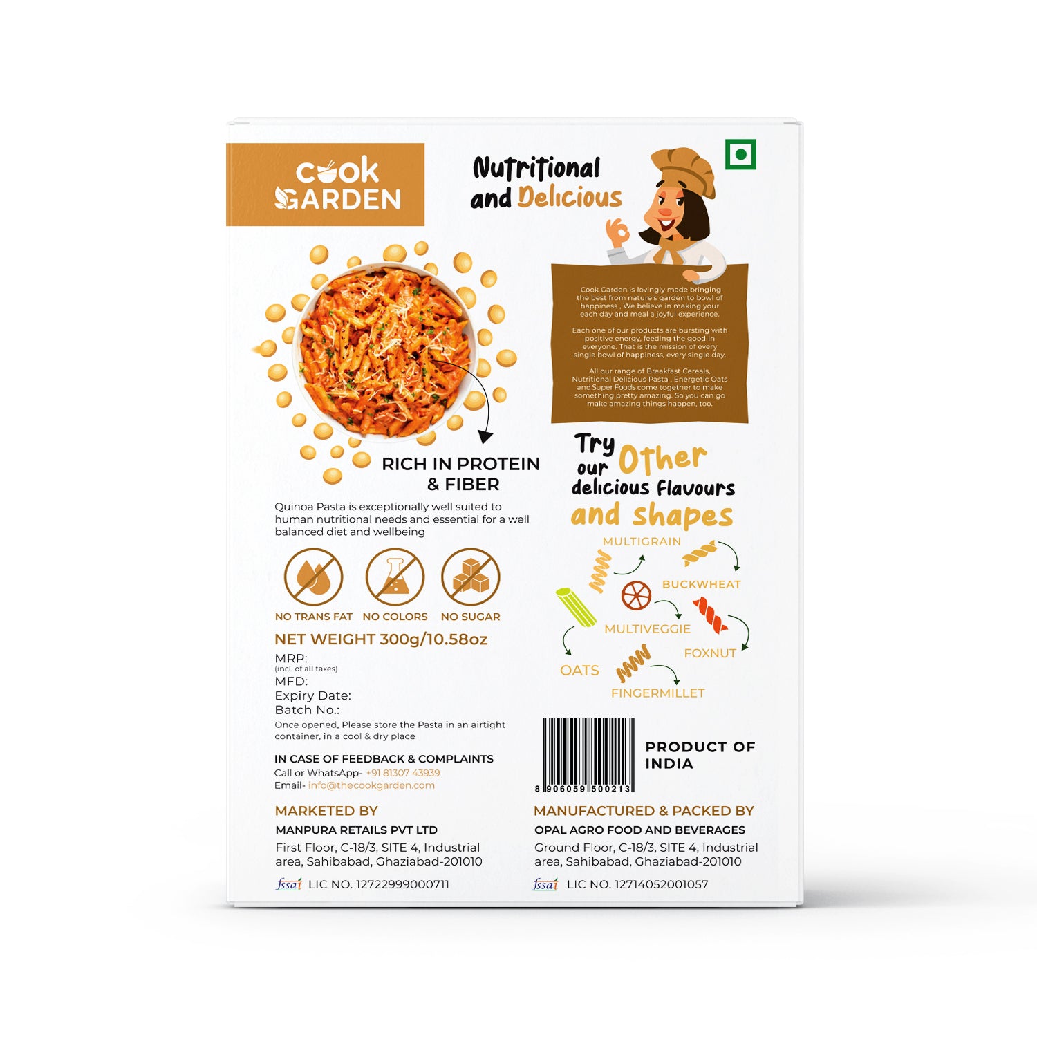 Instant Oats & Quinoa Pasta Combo, Wholegrain Breakfast, High Protein and Fibre Jar, (500g+300g)