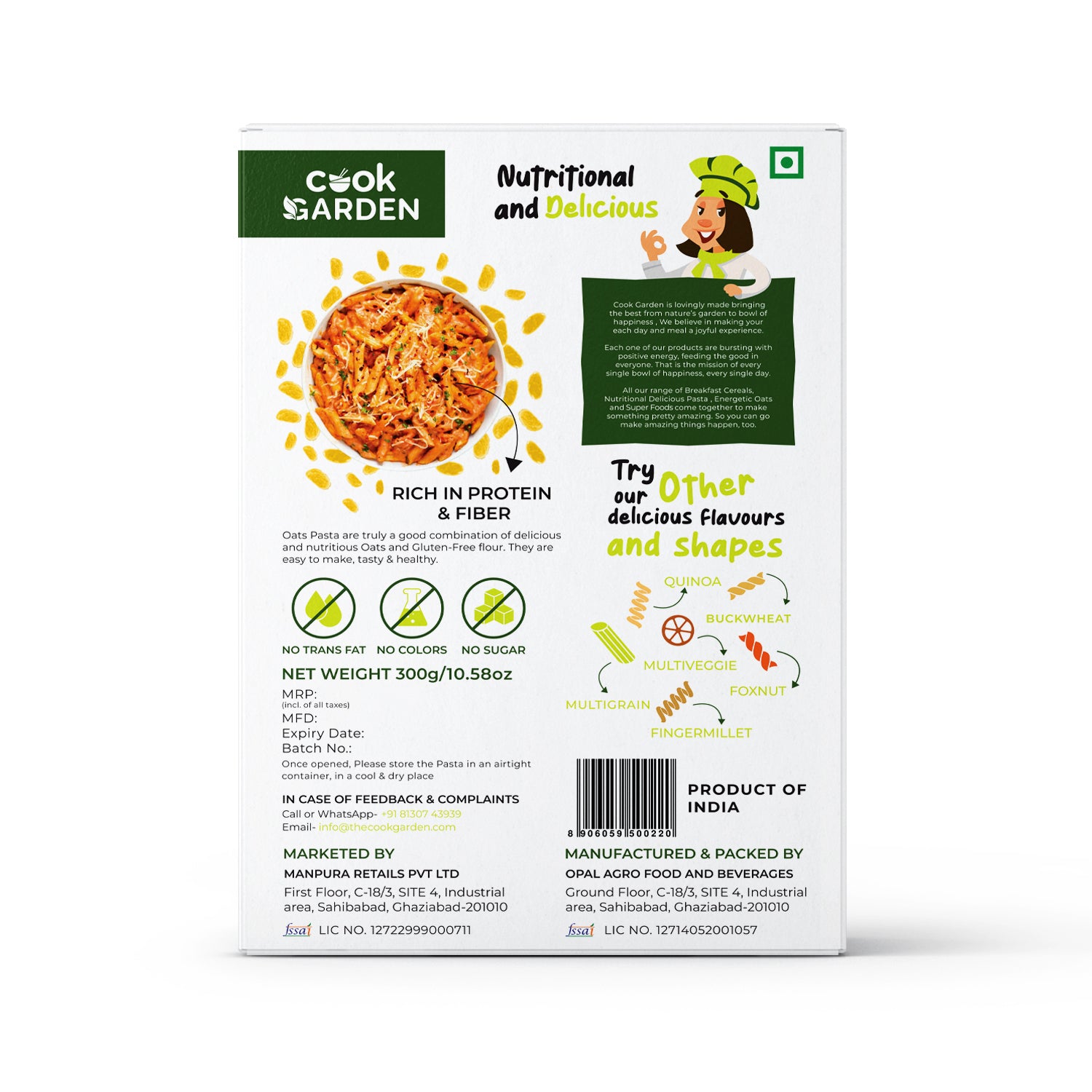 Instant Oats & Oats Pasta Combo, Wholegrain Breakfast, High Protein and Fibre Jar, (500g+300g)