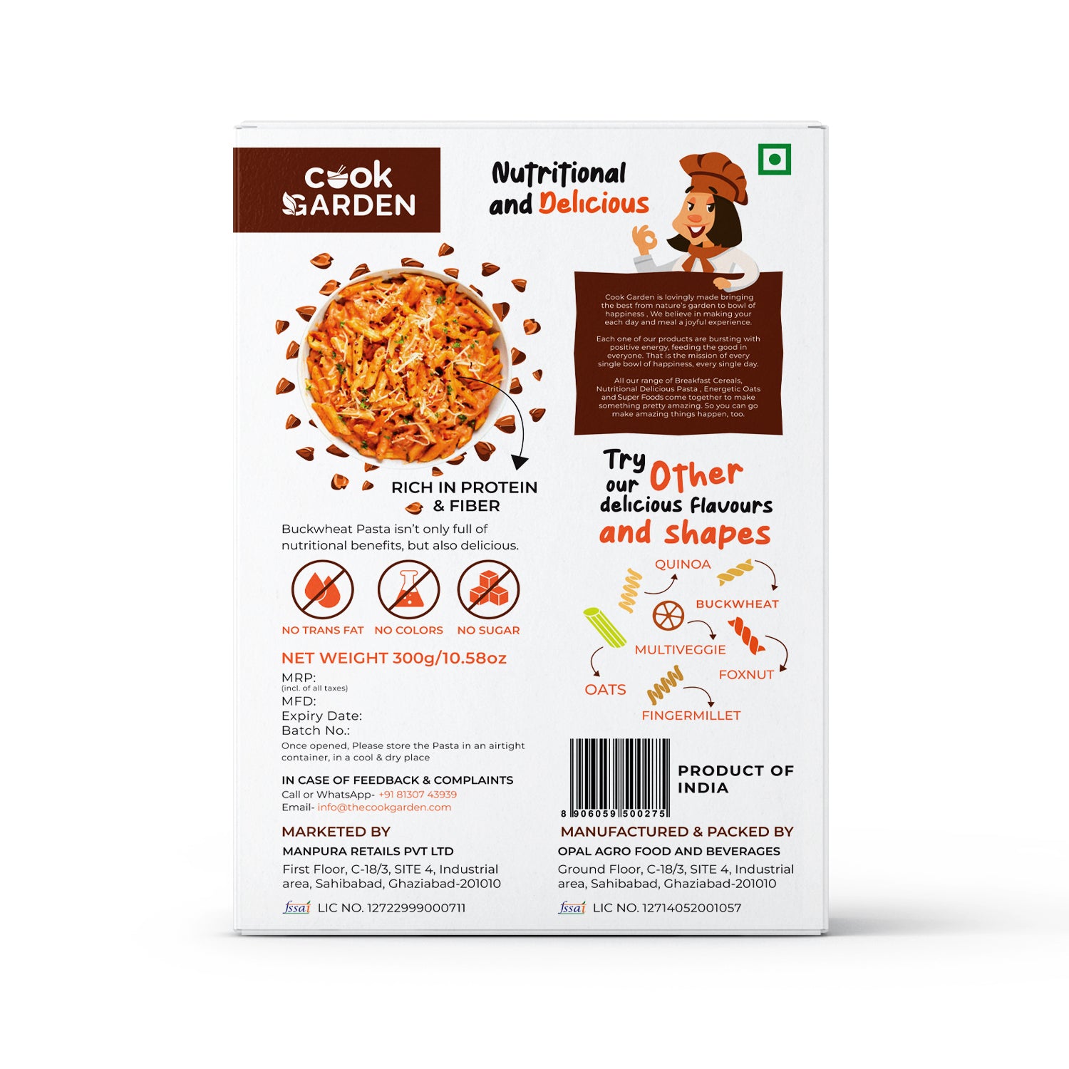 Instant Oats & Buckwheat Pasta Combo, Wholegrain Breakfast, High Protein and Fibre Jar, (500g+300g)