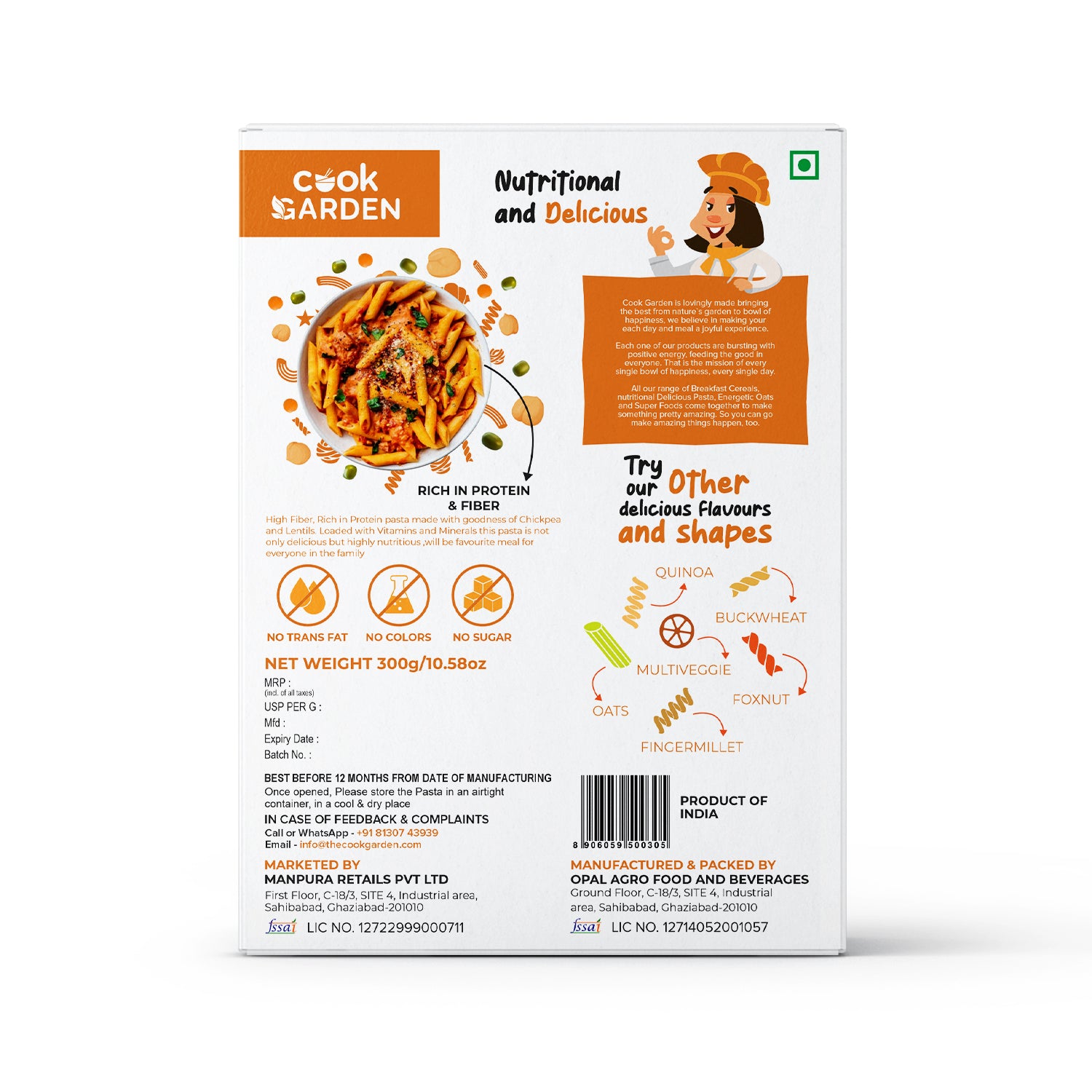 Chickpea Lentil Protein Macaroni Pasta | High Fiber | High Energy & Cholesterol Free, 300g