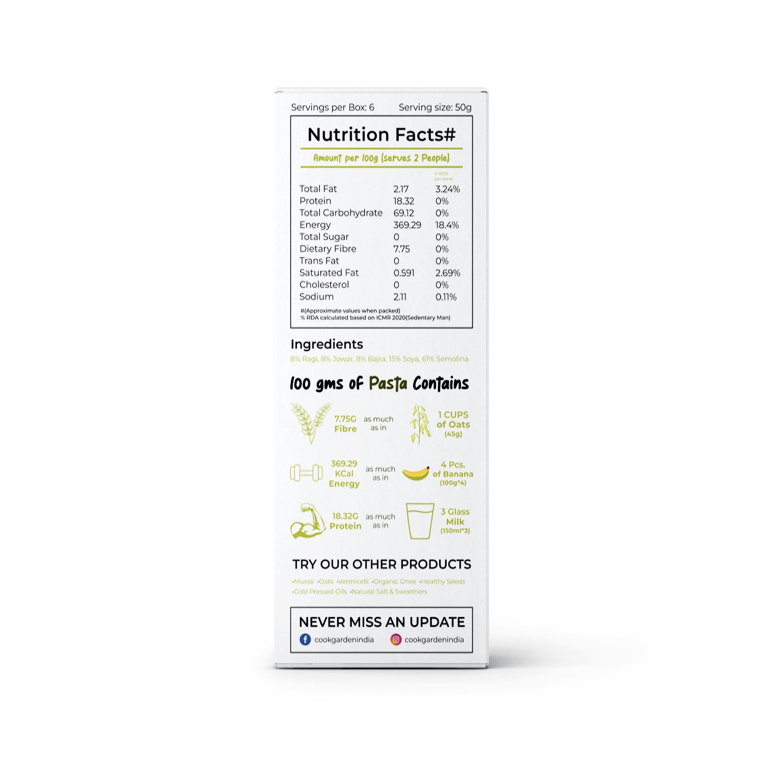 MultiGrain Macaroni Pasta | No Maida | made with Multigrain | High Protein & Fiber, 300g