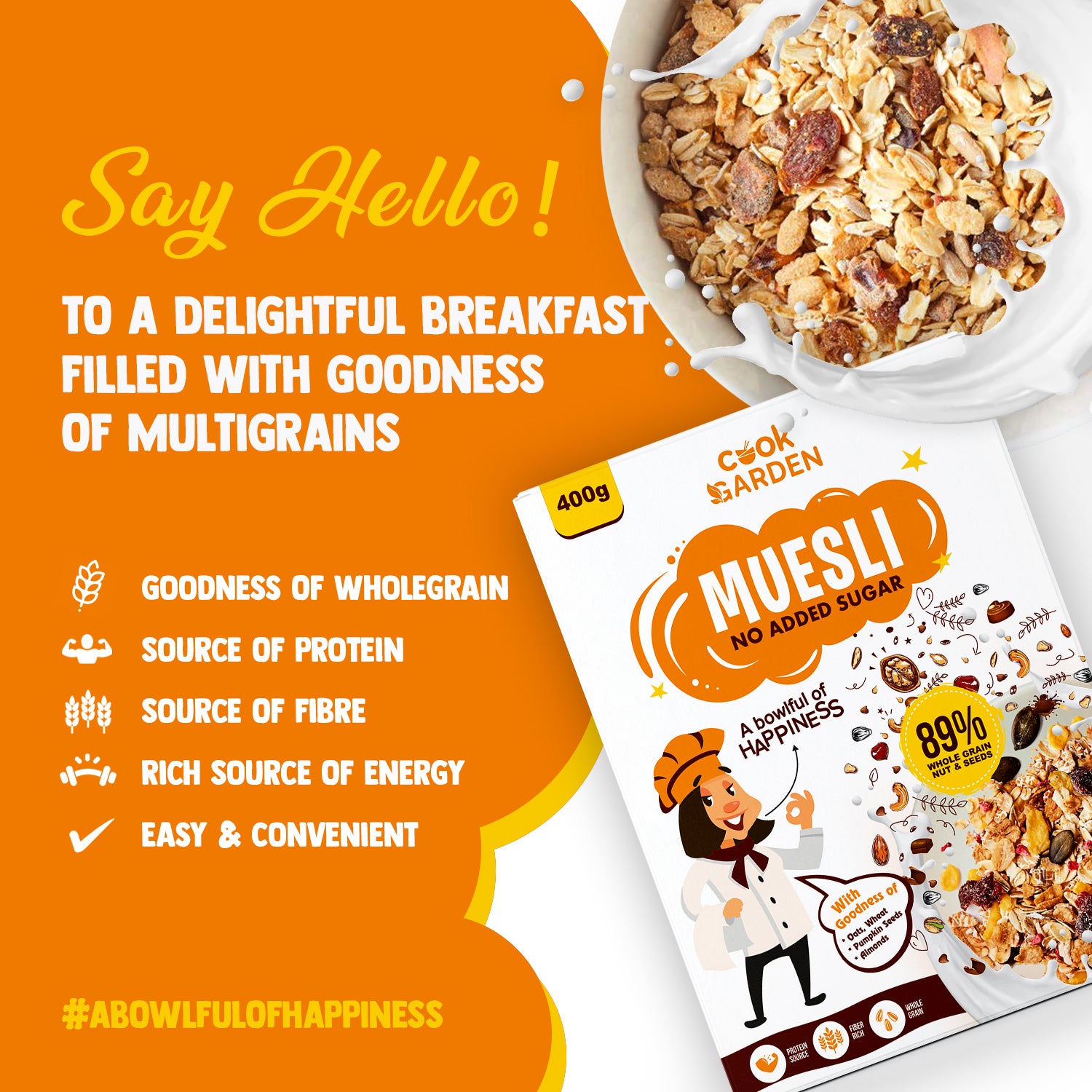No Added Sugar, Chocho Almonds & Fruit & Nut Muesli Combo | Healthy Protein Food & Breakfast Cereal, 400g*Pack of 3