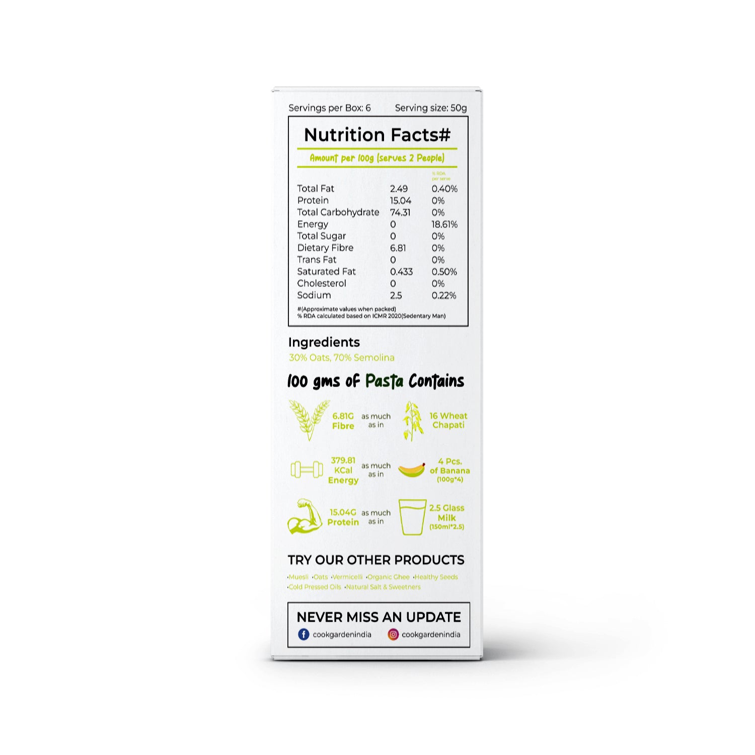 Oats Macaroni Pasta | High Protein High Fiber | High Energy & Cholesterol Free, 300g