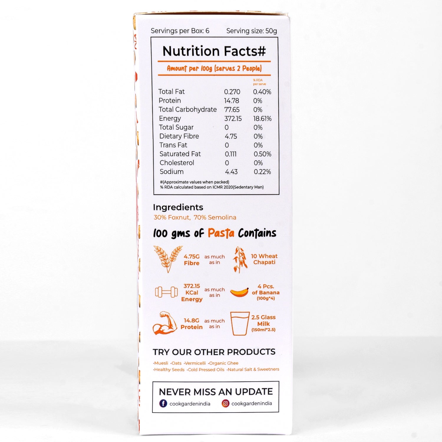 CookGarden Foxnut & Quinoa Pasta 300g | Vegan | High Protein | Pack of 2