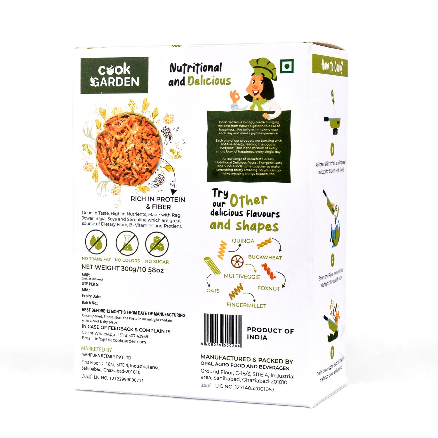 CookGarden MultiGrain & Foxnut Pasta 300g | Vegan | High Protein | Pack of 2