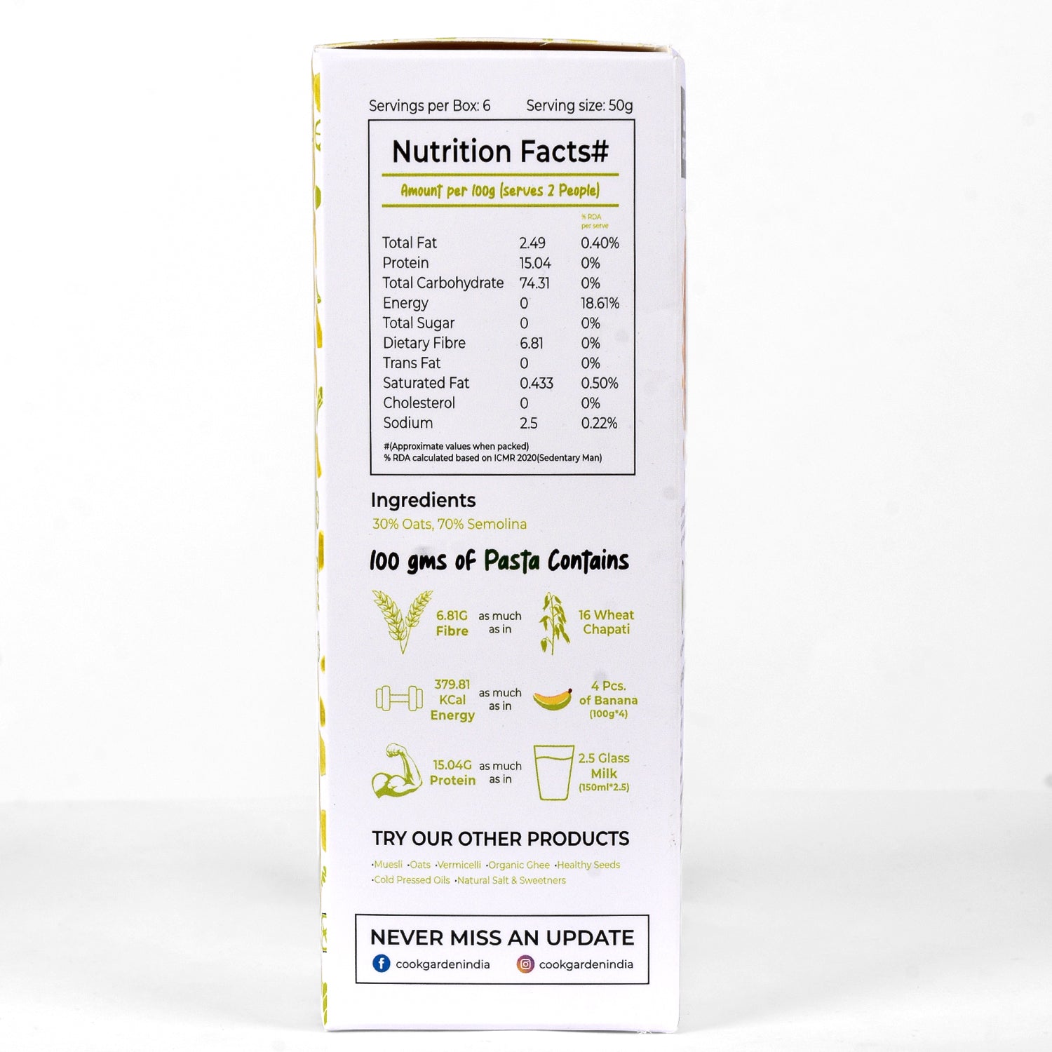 Oats Pasta 300g | High Protein High Fiber | High Energy & Cholesterol Free Pasta