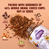 Dark Chocolate Almond Muesli 1Kg | Healthy Protein Food & Breakfast Cereal | Real Chocolate with added Bran, Seeds, Honey, Dry Fruits  | 100% Vegan & No Preservative |100% WholeGrain