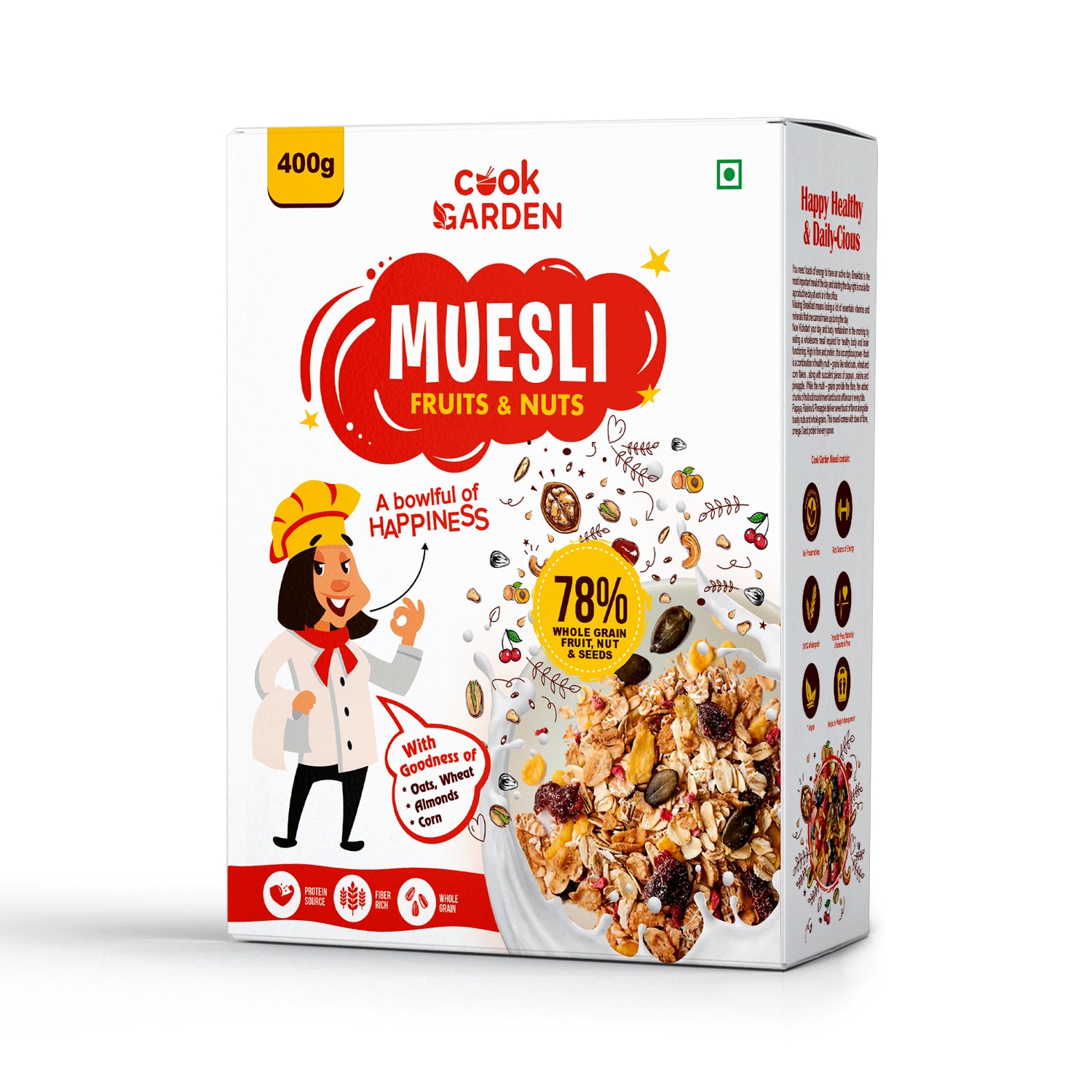 Muesli Fruits, Nuts with Pumpkin seeds 400g | Whole grain, High Protein, High Fibre | No chemical, Omega rich | Wholegrain Breakfast