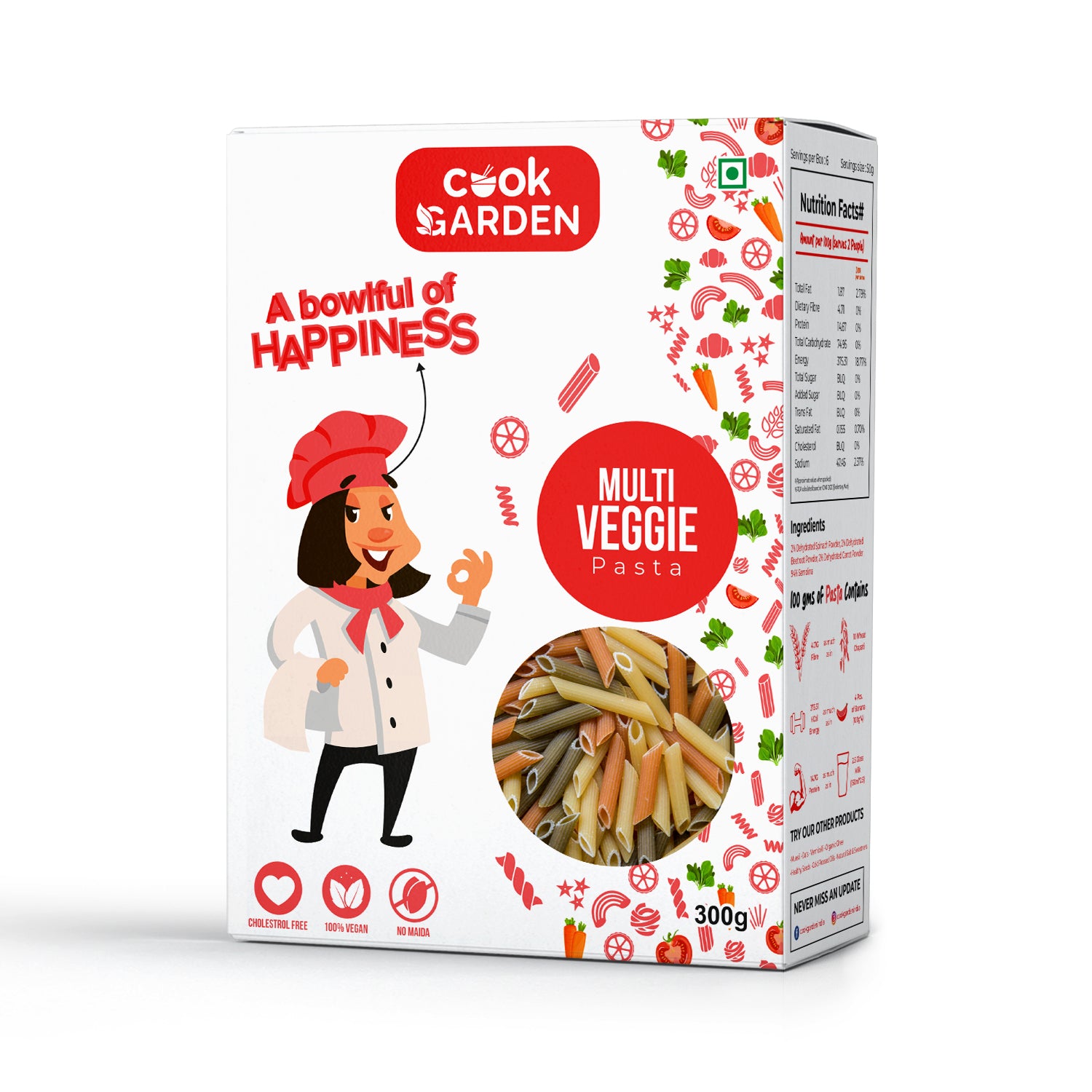 Multi Veggie Pasta 300g | Goodness of Spinach, Beetroot, Carrot