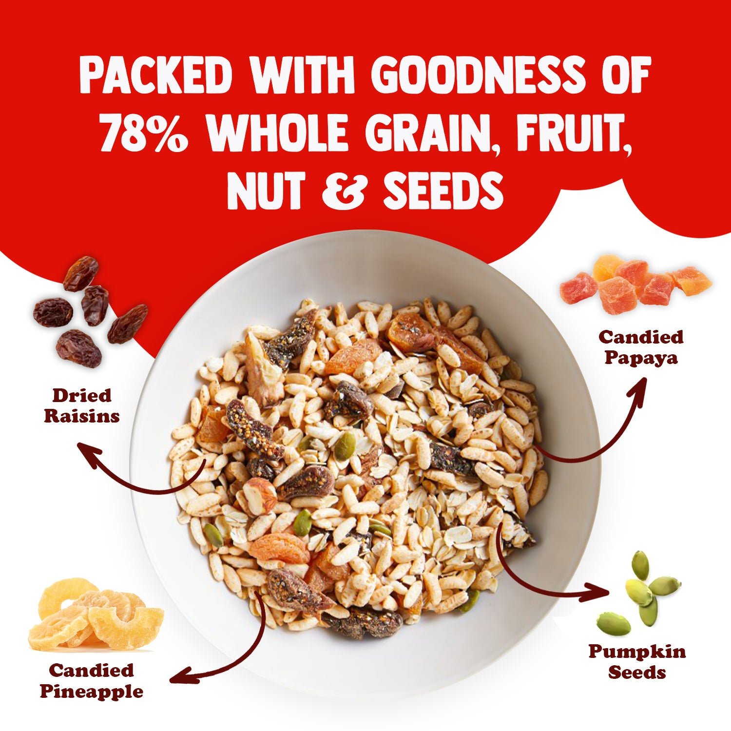 CookGarden Fruits & Nuts Muesli with Pumpkin seeds 1kg*Pack of 2 | Whole grain, High Protein, High Fibre | No chemical, Omega rich | Wholegrain Breakfast