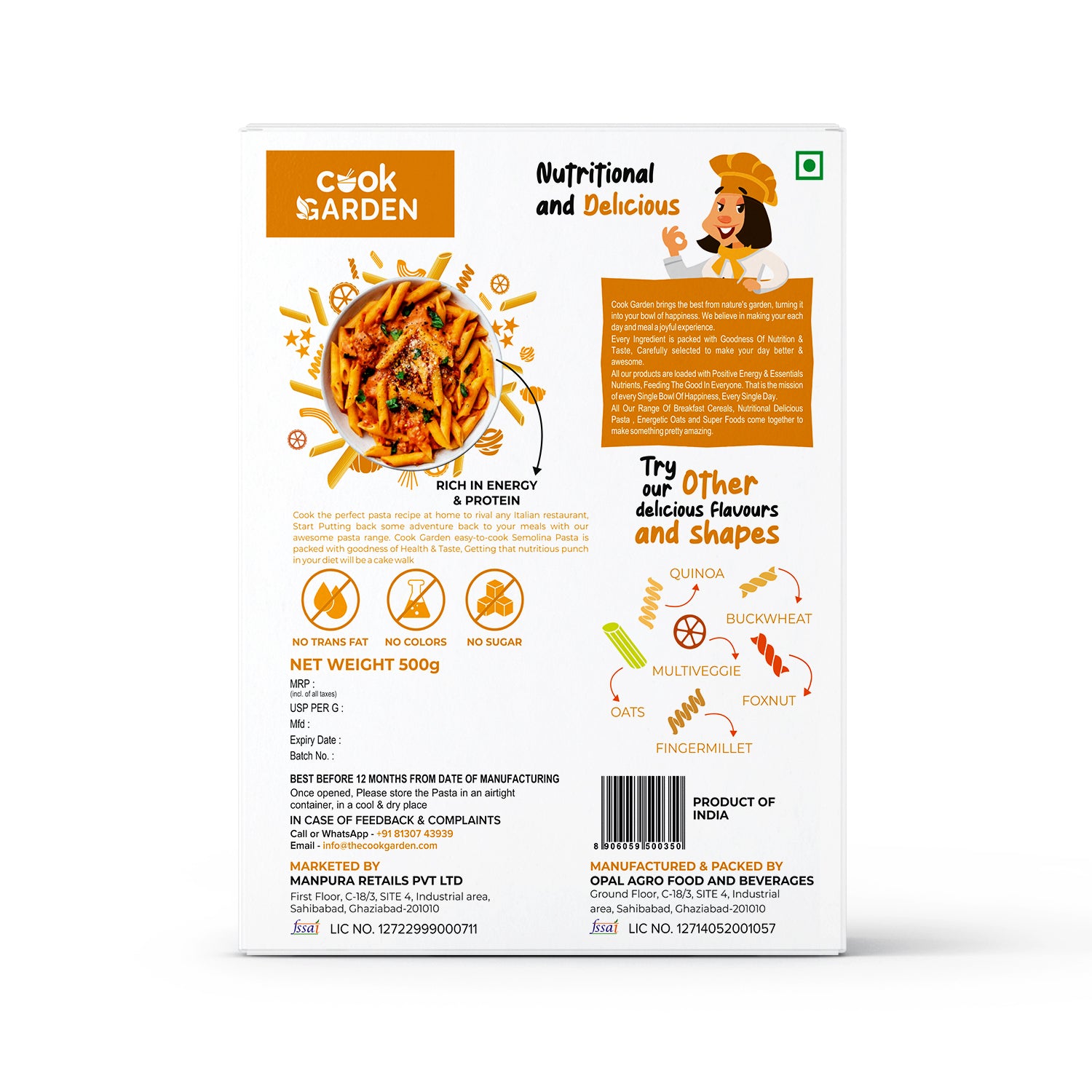 Semolina Combo Fusilli & Penne Pasta | High Protein Healthy Diet | Maida Free & Cholesterol Free | 850g