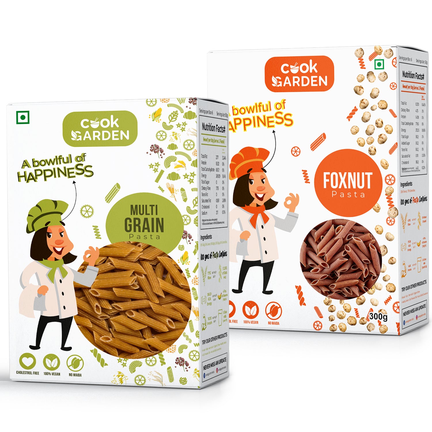 CookGarden MultiGrain & Foxnut Pasta 300g | Vegan | High Protein | Pack of 2